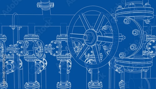 Sketch of industrial equipment. Vector