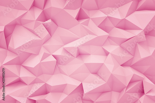 3d rendering an abstract light pink polygonal background with many uneven angles sticking out.