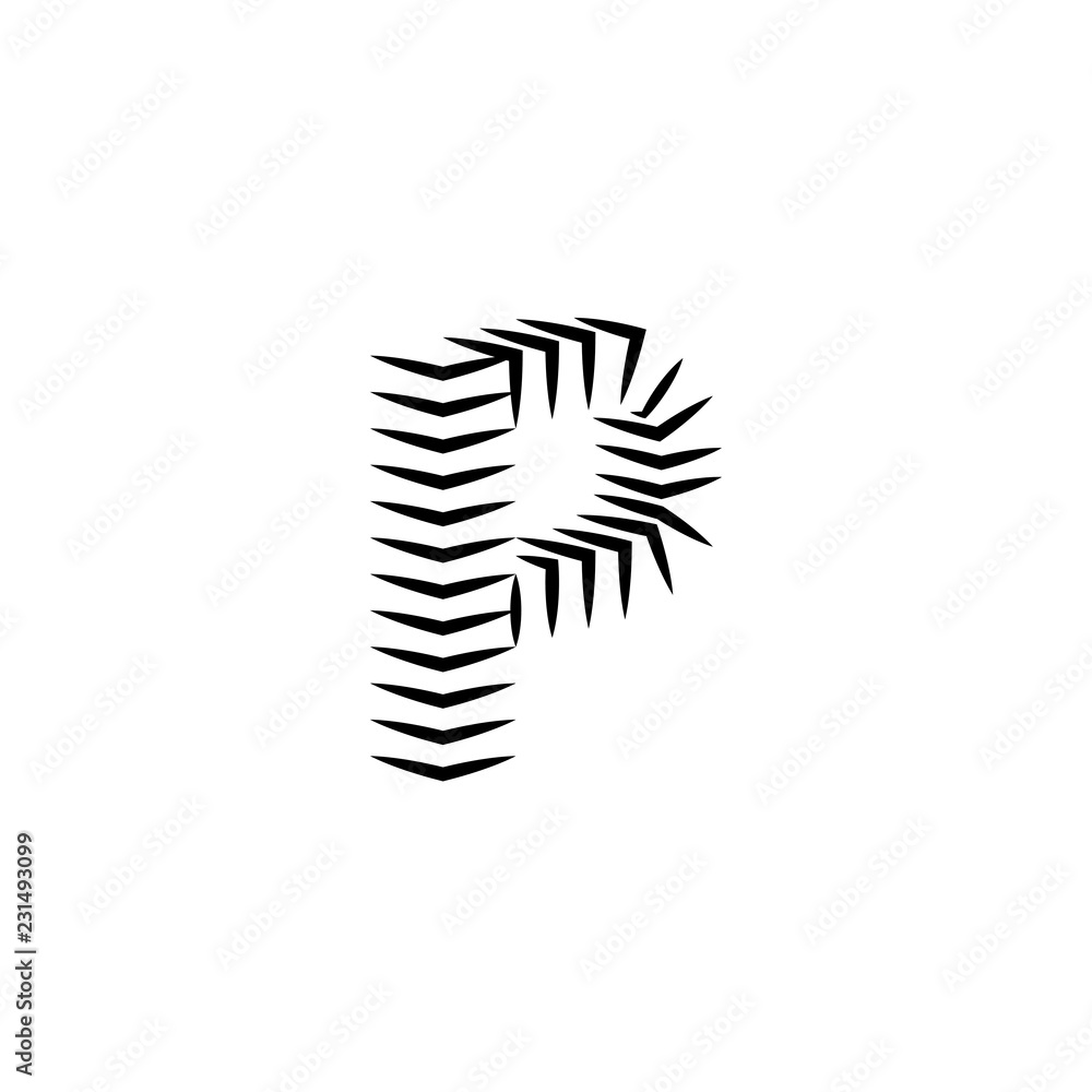 Initial letter P logo monogram, simple isometric geometric striped shape minimal touches lines identity business card technology emblem mockup. Initial letter P logo monogram, simple isometric geometric striped shape minimal touches lines identity business card technology emblem mockup.
