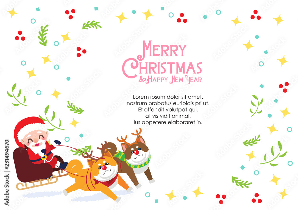 merry christmas card decoration vector