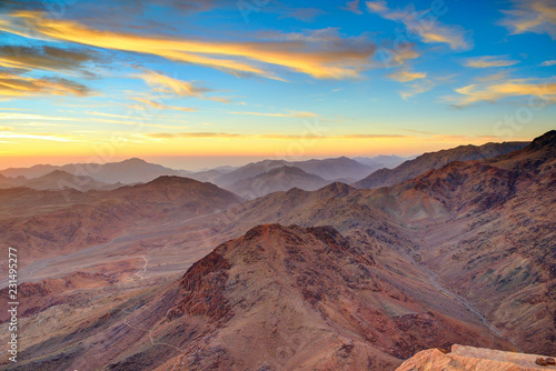 Aerial view of Sinai mountains in Egypt from Mount Moses at sunr © Alexmar
