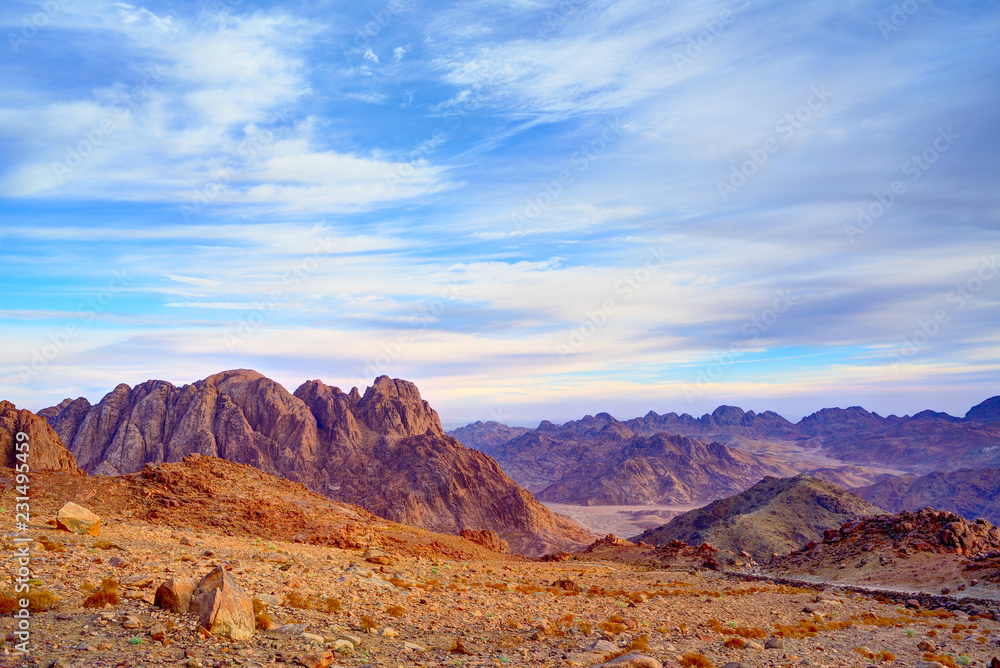 Aerial view of Sinai mountains in Egypt from Mount Moses Aerial view of Sinai mountains in Egypt from Mount Moses