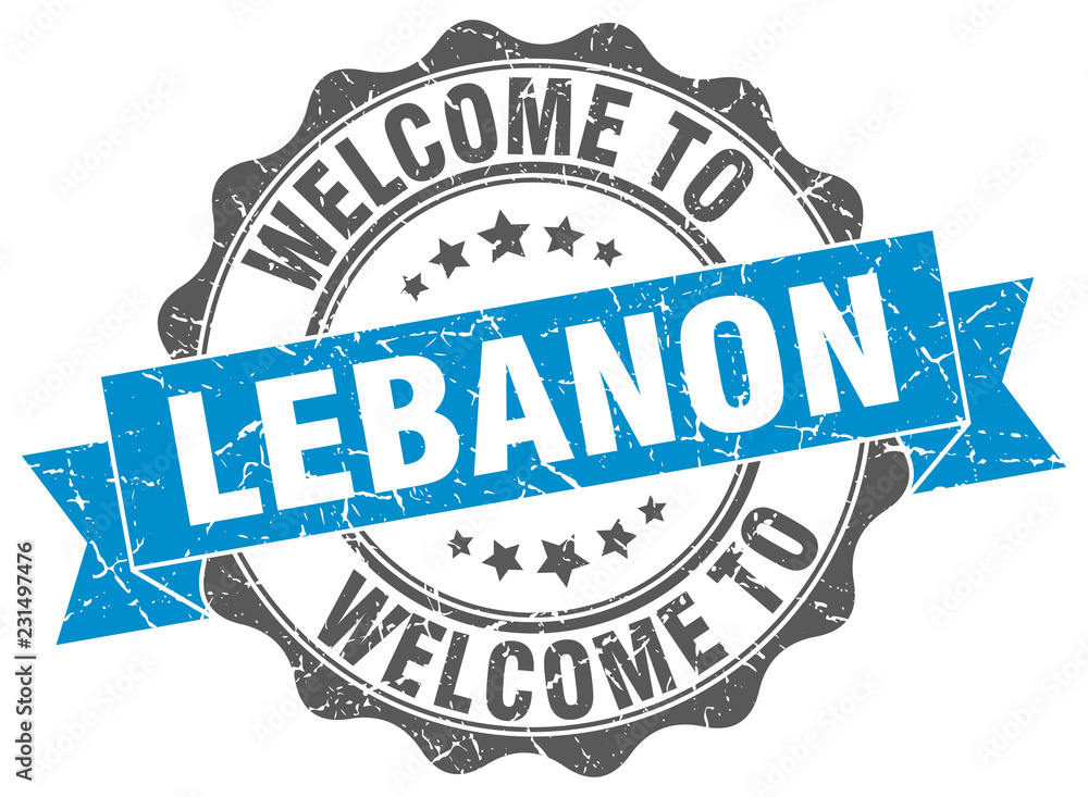 Fototapeta premium Lebanon round ribbon seal