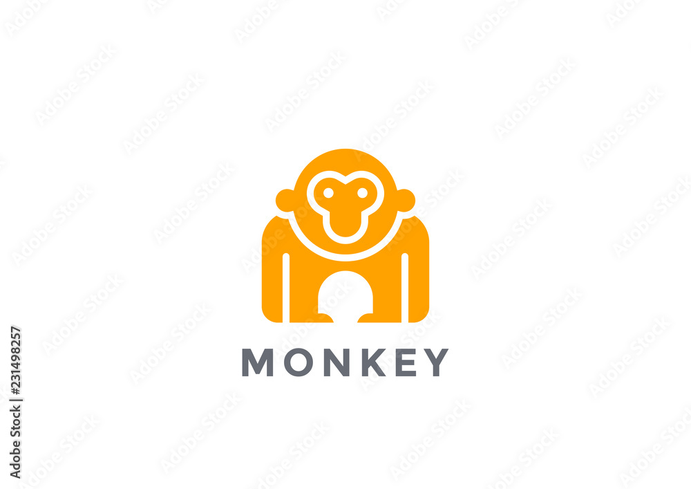 Monkey Logo silhouette vector design geometric. Gorilla icon Monkey Logo silhouette vector design geometric. Gorilla icon