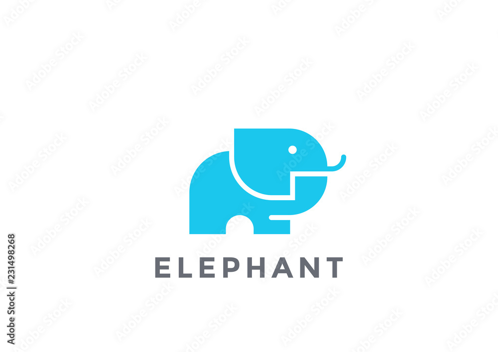 Elephant Mammoth Logo silhouette vector geometric. Safari icon