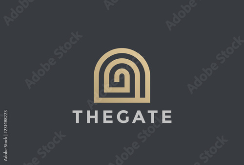 Gate Entrance Religion Church Resort Luxury Hotel Logo vector