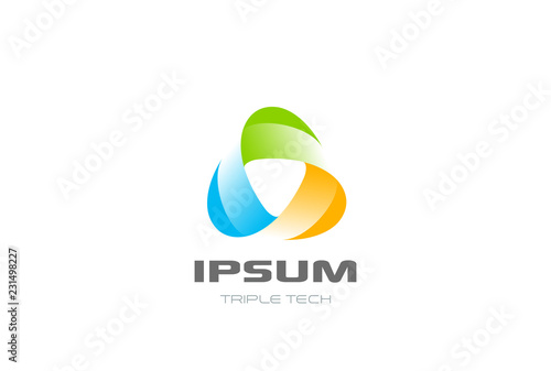 Teamwork Triangle Infinity Loop Ribbon Logo design vector