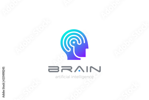 Man Robot Brain Artificial Intelligence Logo vector Automation