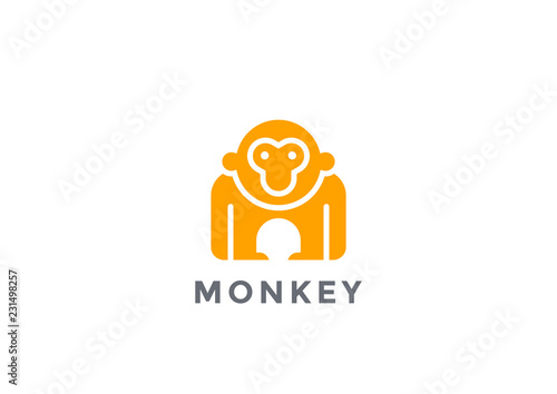 Monkey Logo silhouette vector design geometric. Gorilla icon