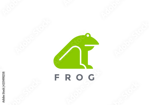 Frog Logo silhouette vector design geometric style. Animal icon
