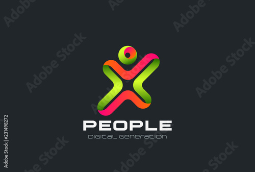 Man as Letter X Logo design Sport Fitness Gym club vector icon