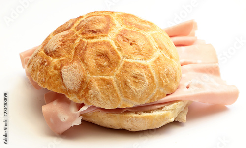 panino con mortadella e affettato, sandwich with mortadella and sliced