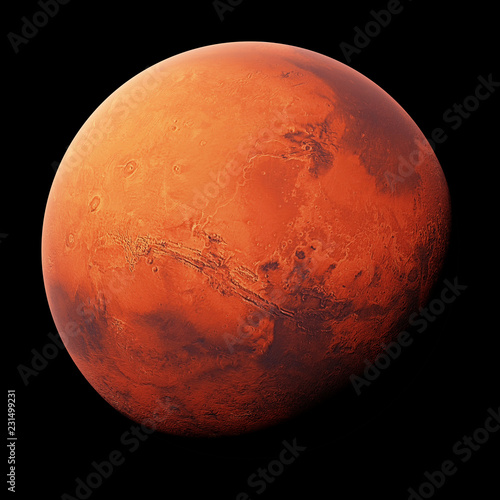 Fototapeta Naklejka Na Ścianę i Meble -  planet Mars, the red planet isolated on black background