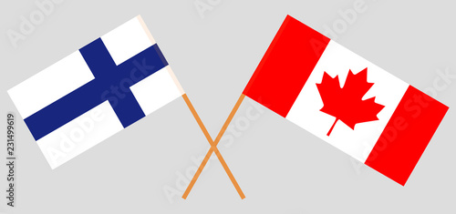 Finland and Canada. The Finnish and Canadian flags. Official colors. Correct proportion. Vector