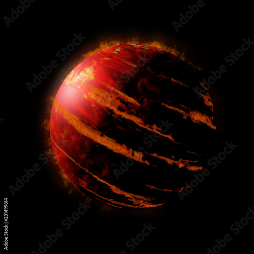 Fototapeta Naklejka Na Ścianę i Meble -  hot Jupiter class exoplanet, alien gas giant planet isolated on black background