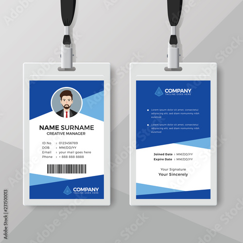 Blue employee ID card design template