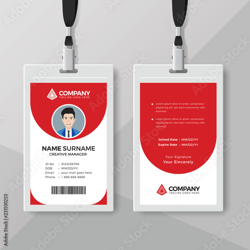 Elegant red and white ID card design template