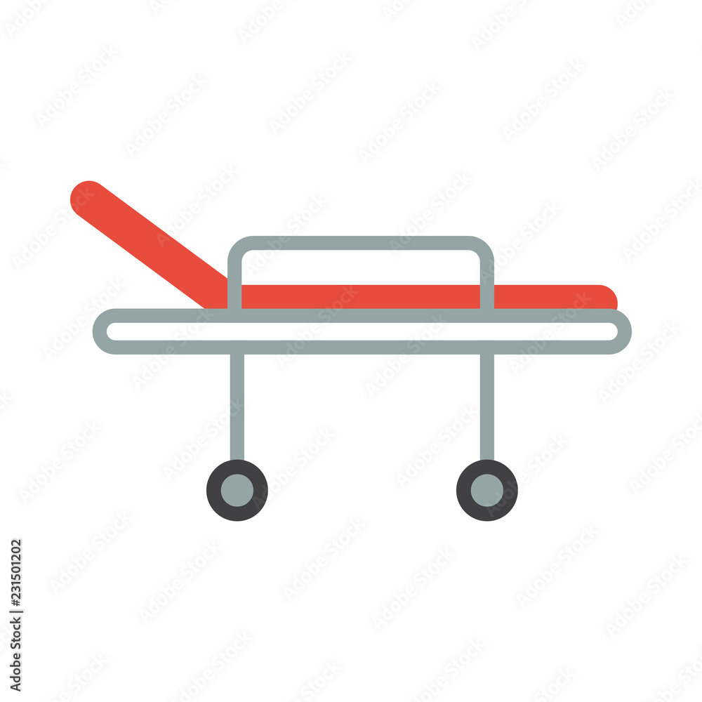 Stretcher flat icon on isolated white transparent background. Stretcher flat icon on isolated white transparent background.