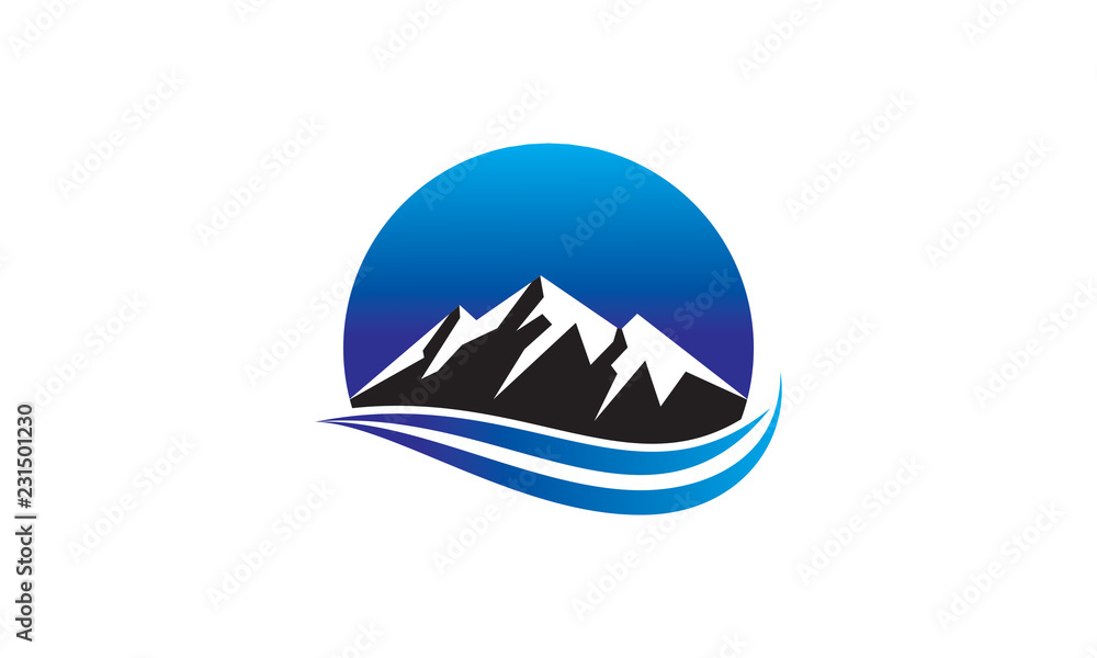 Obraz premium Mountain and wave logo