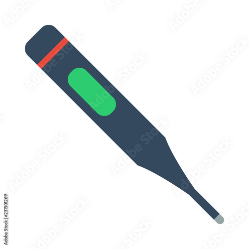 Digital thermometer flat icon on isolated white transparent background.	