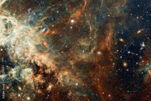 Fototapeta Naklejka Na Ścianę i Meble -  Deep Space Cosmic Chaos, Galaxies, Stars, Nebula Abstract Art Created Using Authentic Imaging Data From HI NASA