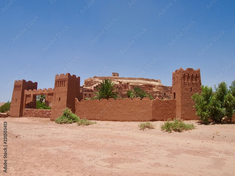 Entrance to Ait Benhaddou (Ksar of Ait-Ben-Haddou) Door in the Sahara Desert in Morocco, UNESCO World Heritage