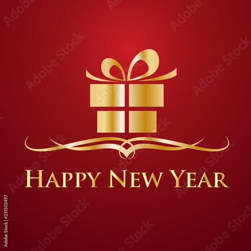 Happy New Year. Greeting, Gift or Purchases. Golden vector illustration
