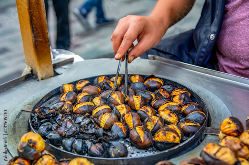 Roasting chestnuts in winter in Istanbul’s Istiklal Street