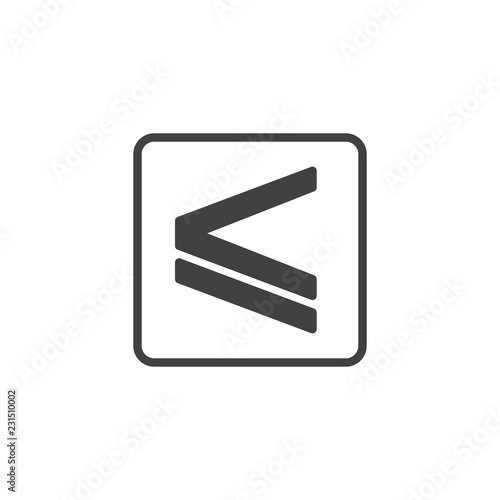 Is less than or equal to vector icon. filled flat sign for mobile concept and web design. Mathematics sign simple solid icon. Symbol, logo illustration. Pixel perfect vector graphics