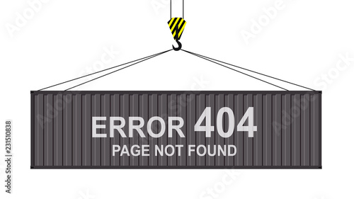 cargo container hanging on a crane hook.
