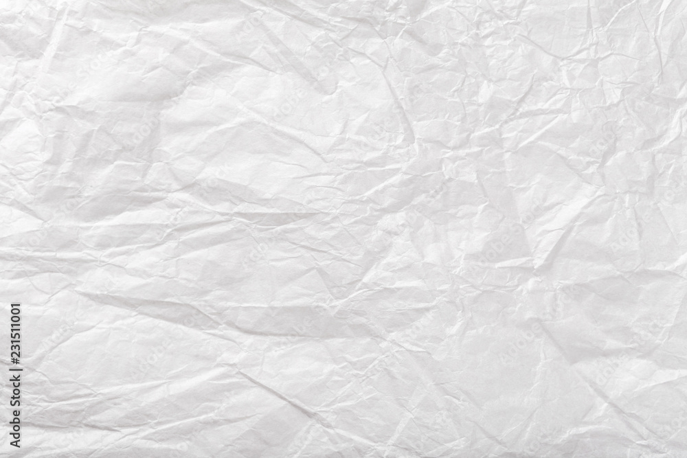Crumpled white wrapping paper, closrup. Stock Photo