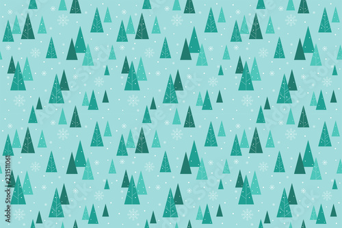 Merry Christmas pattern seamless. Tree wallpaper. Blue Xmas background. Endless texture for gift wrap, wallpaper, web banner background, wrapping paper and Fabric patterns.