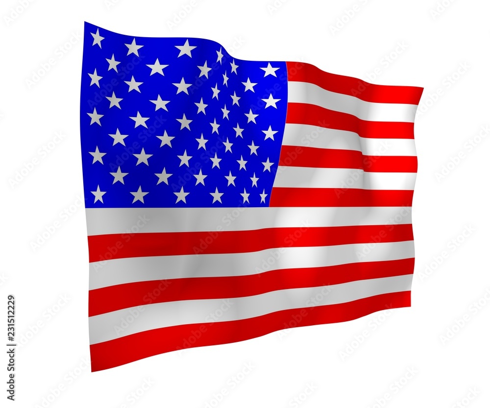 Obraz premium Waving flag of the United States of America. Stars and Stripes. State symbol of the USA. 3D illustration