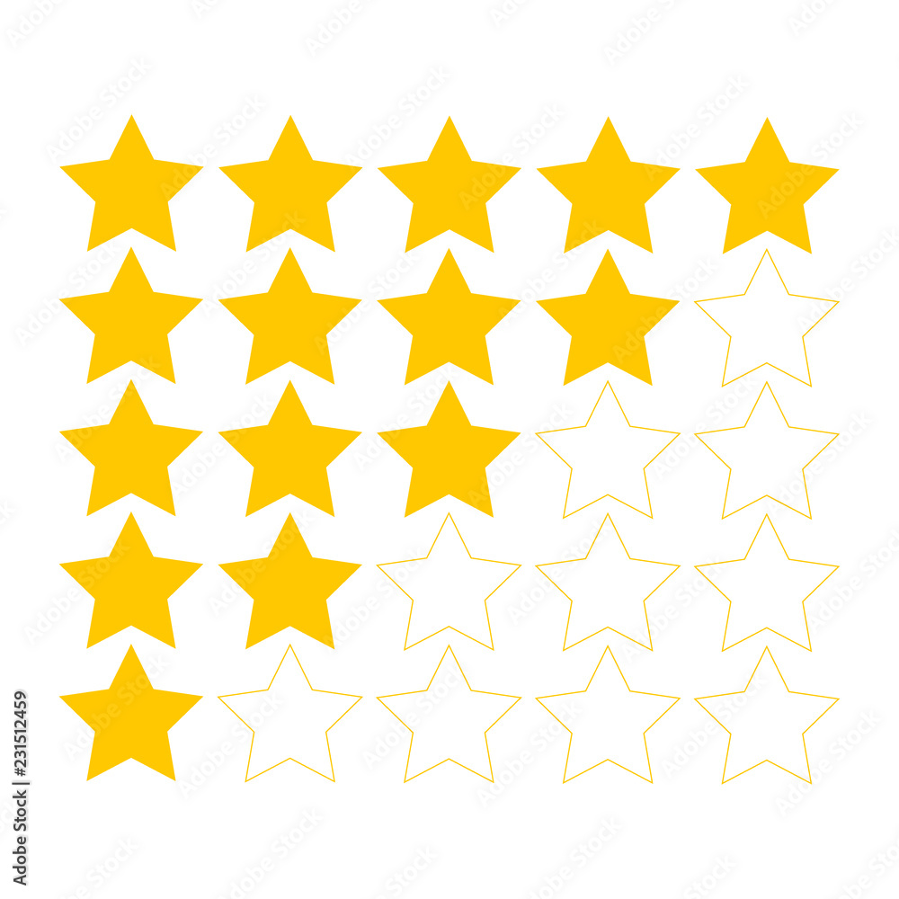 Five stars rating vector icon Five stars rating vector icon