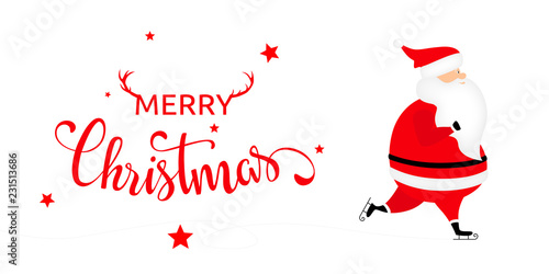 Christmas card with Santa ice skating