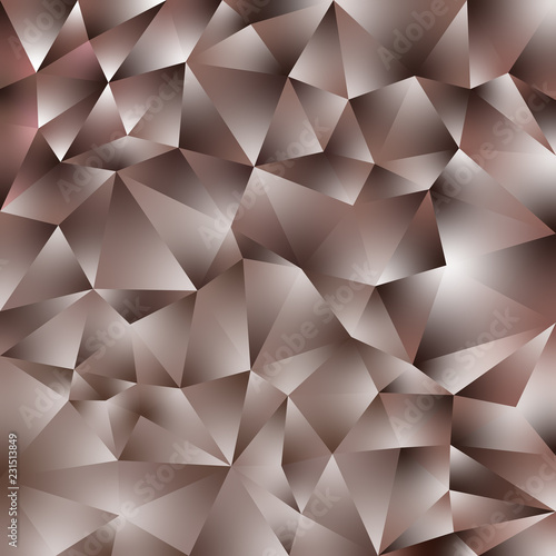 vector abstract irregular polygonal square background - triangle low poly pattern - brown color with diamond shine