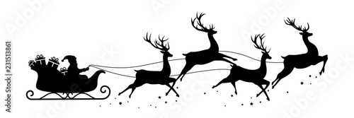 Santa's sleigh vector silhouette