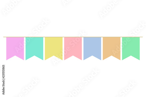 Vector party flags for decoration. Festive flags. Holiday background. Carnival 