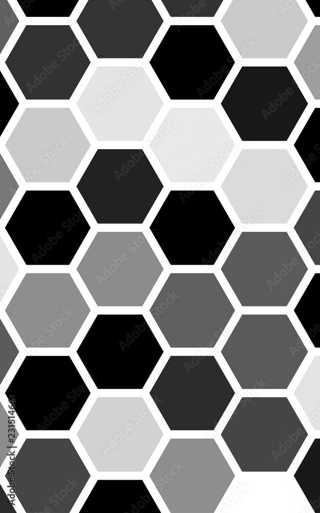 White honeycomb with a gradient color. Isometric geometry. 3D illustration White honeycomb with a gradient color. Isometric geometry. 3D illustration