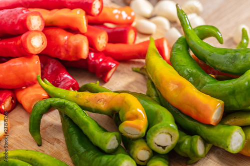 fresh hot peppers closeup