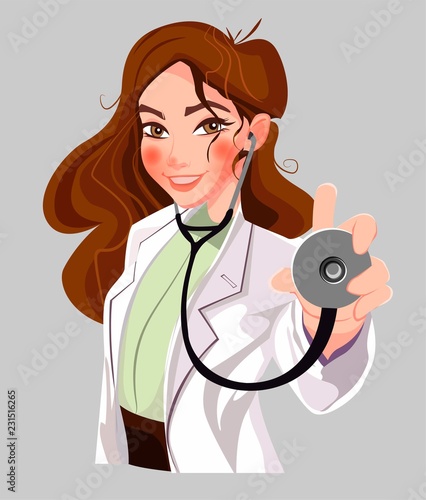 Smart doctor. Character design. Cartoon vector illustration