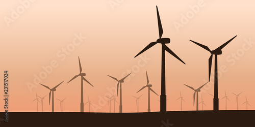 wind turbines silhouette