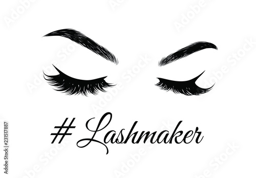 Abstract fashion illustration of the eye with creative makeup. Hand drawn vector idea for business visit cards, templates, web, salon banners,brochures. Natural eyebrows and glam eyelashes