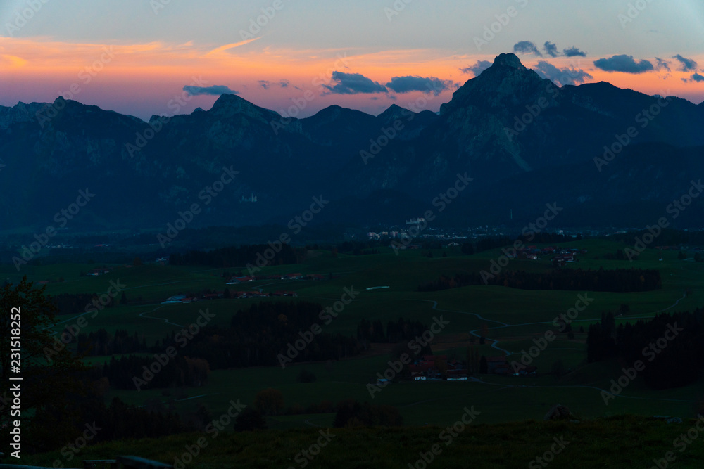 Fototapeta premium Abendrot Berge im Allgäu