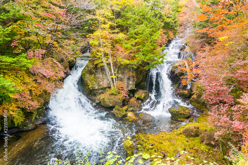 Ryuzu waterfall in autumn at nikko tochigi japan © Trusjom