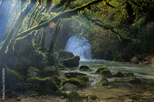 waterfalls of Trevi nel lazio. a Creek in the Woods in autumn 