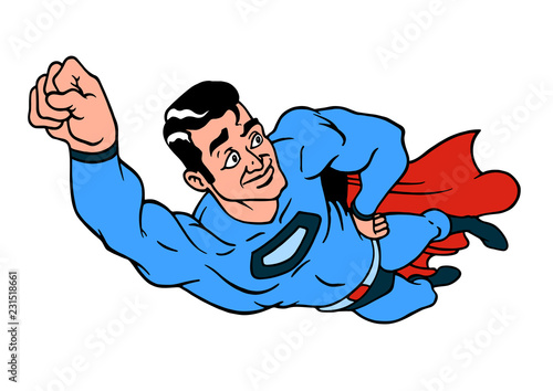 Superhero character with cape in vector.  