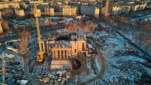 top view of the construction of an industrial facility