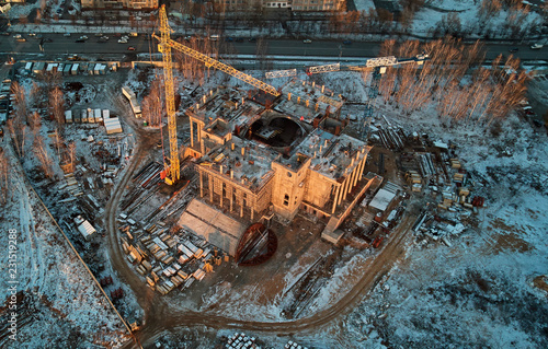 top view of the construction of an industrial facility