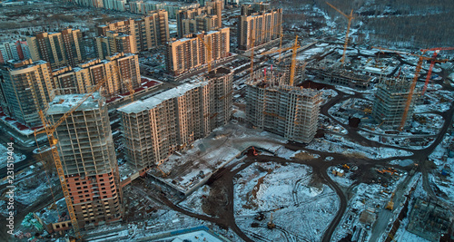 top view of the construction of an industrial facility